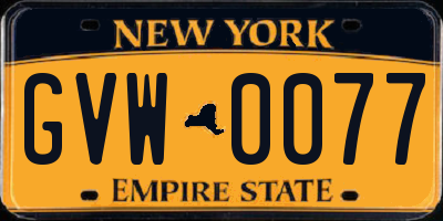 NY license plate GVW0077