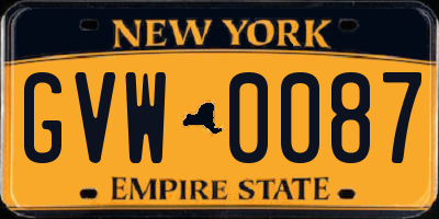 NY license plate GVW0087