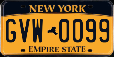 NY license plate GVW0099