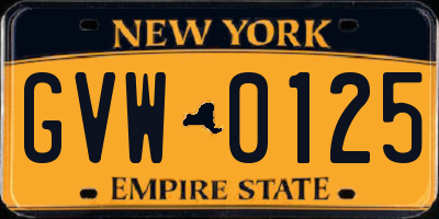 NY license plate GVW0125