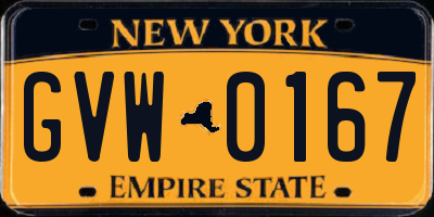 NY license plate GVW0167