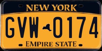NY license plate GVW0174