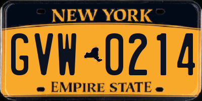 NY license plate GVW0214