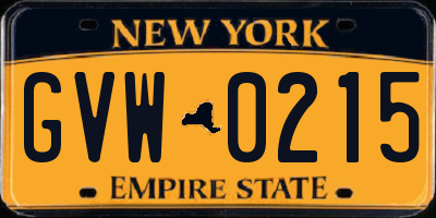 NY license plate GVW0215