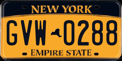 NY license plate GVW0288