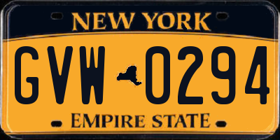 NY license plate GVW0294