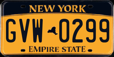 NY license plate GVW0299