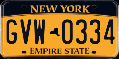 NY license plate GVW0334