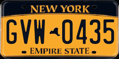 NY license plate GVW0435