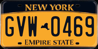 NY license plate GVW0469