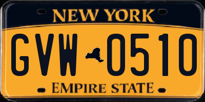 NY license plate GVW0510