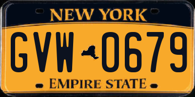 NY license plate GVW0679