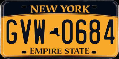 NY license plate GVW0684