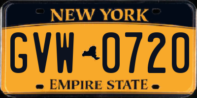 NY license plate GVW0720