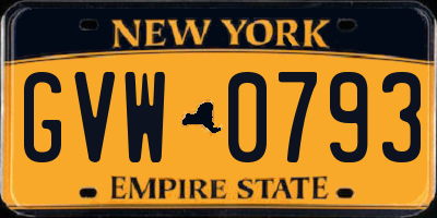 NY license plate GVW0793