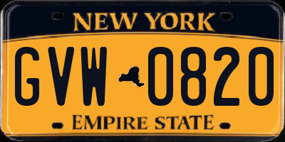 NY license plate GVW0820