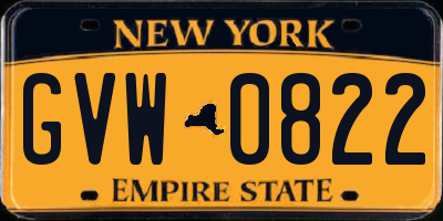 NY license plate GVW0822