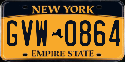 NY license plate GVW0864
