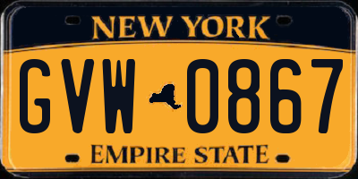 NY license plate GVW0867