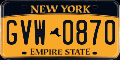 NY license plate GVW0870