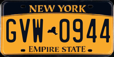 NY license plate GVW0944
