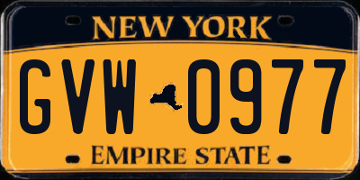 NY license plate GVW0977