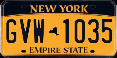 NY license plate GVW1035