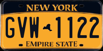 NY license plate GVW1122