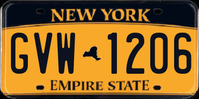 NY license plate GVW1206