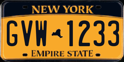 NY license plate GVW1233