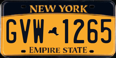 NY license plate GVW1265
