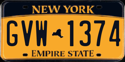 NY license plate GVW1374