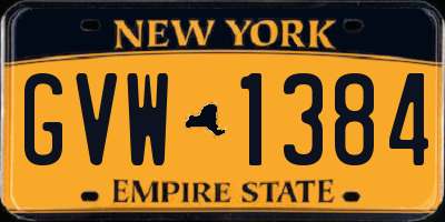 NY license plate GVW1384