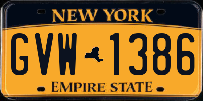 NY license plate GVW1386