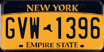 NY license plate GVW1396