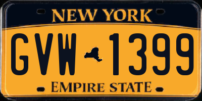 NY license plate GVW1399