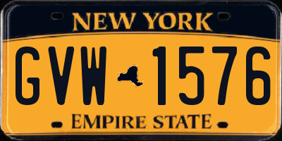 NY license plate GVW1576