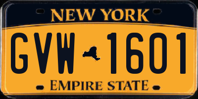 NY license plate GVW1601