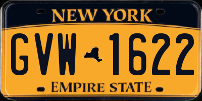 NY license plate GVW1622