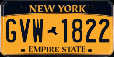 NY license plate GVW1822