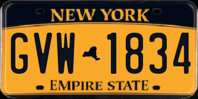 NY license plate GVW1834