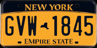 NY license plate GVW1845