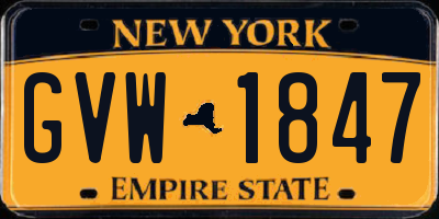 NY license plate GVW1847