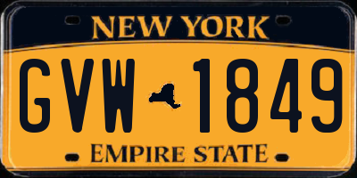 NY license plate GVW1849