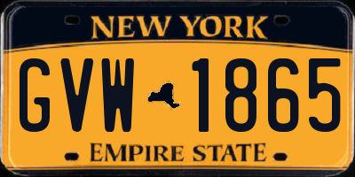 NY license plate GVW1865