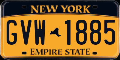 NY license plate GVW1885