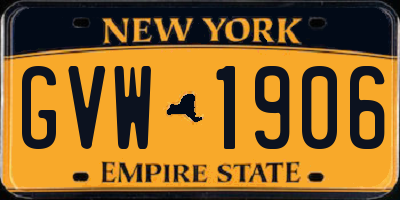 NY license plate GVW1906