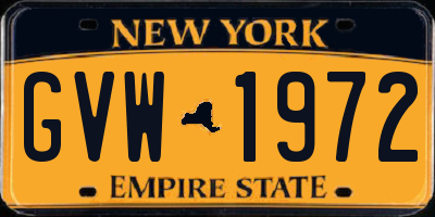 NY license plate GVW1972