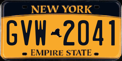 NY license plate GVW2041