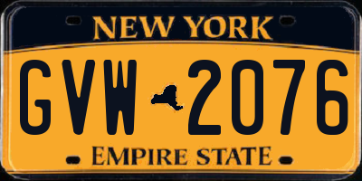 NY license plate GVW2076